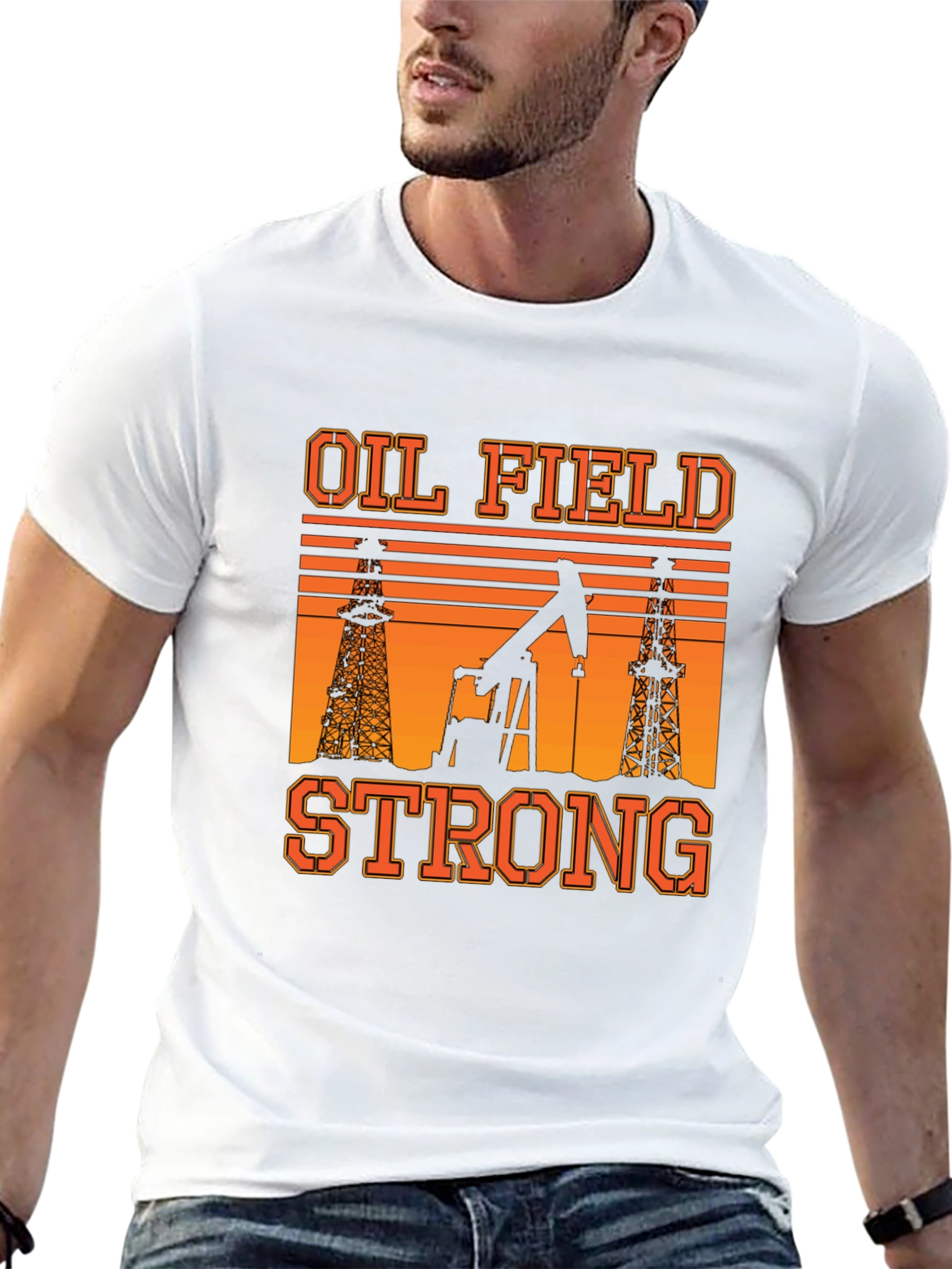Oil Field Strong T-Shirt: Black Graphic Tee