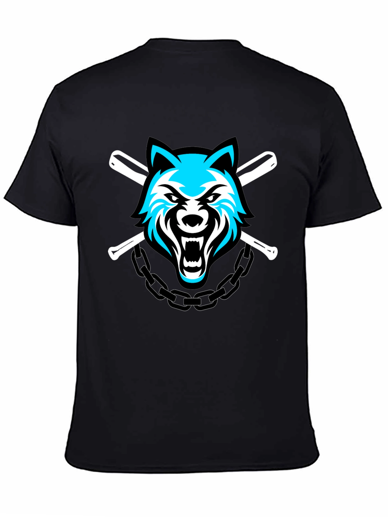 Wolf Baseball Team T-Shirt - Black