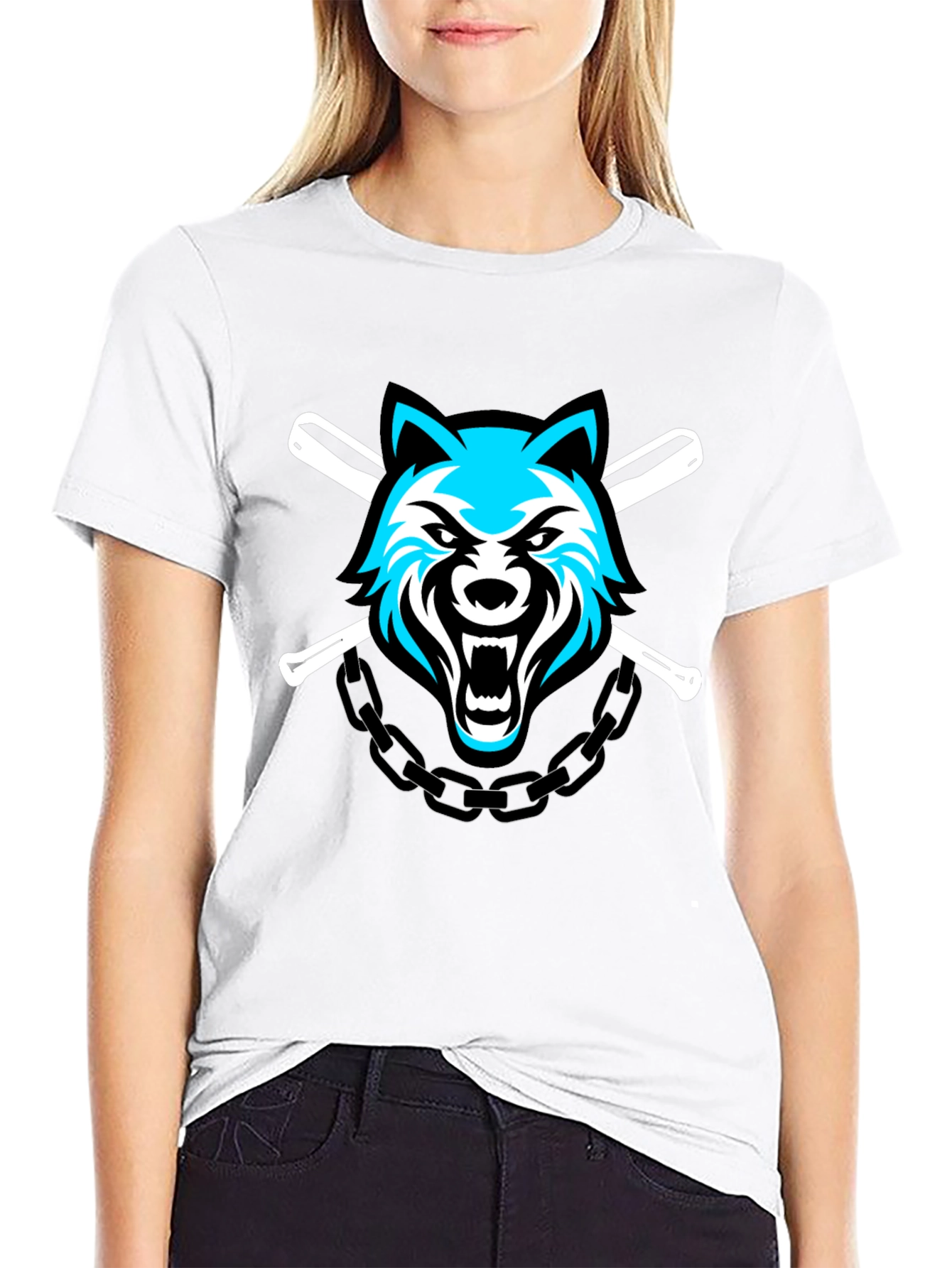 Wolf Baseball Team T-Shirt - Black