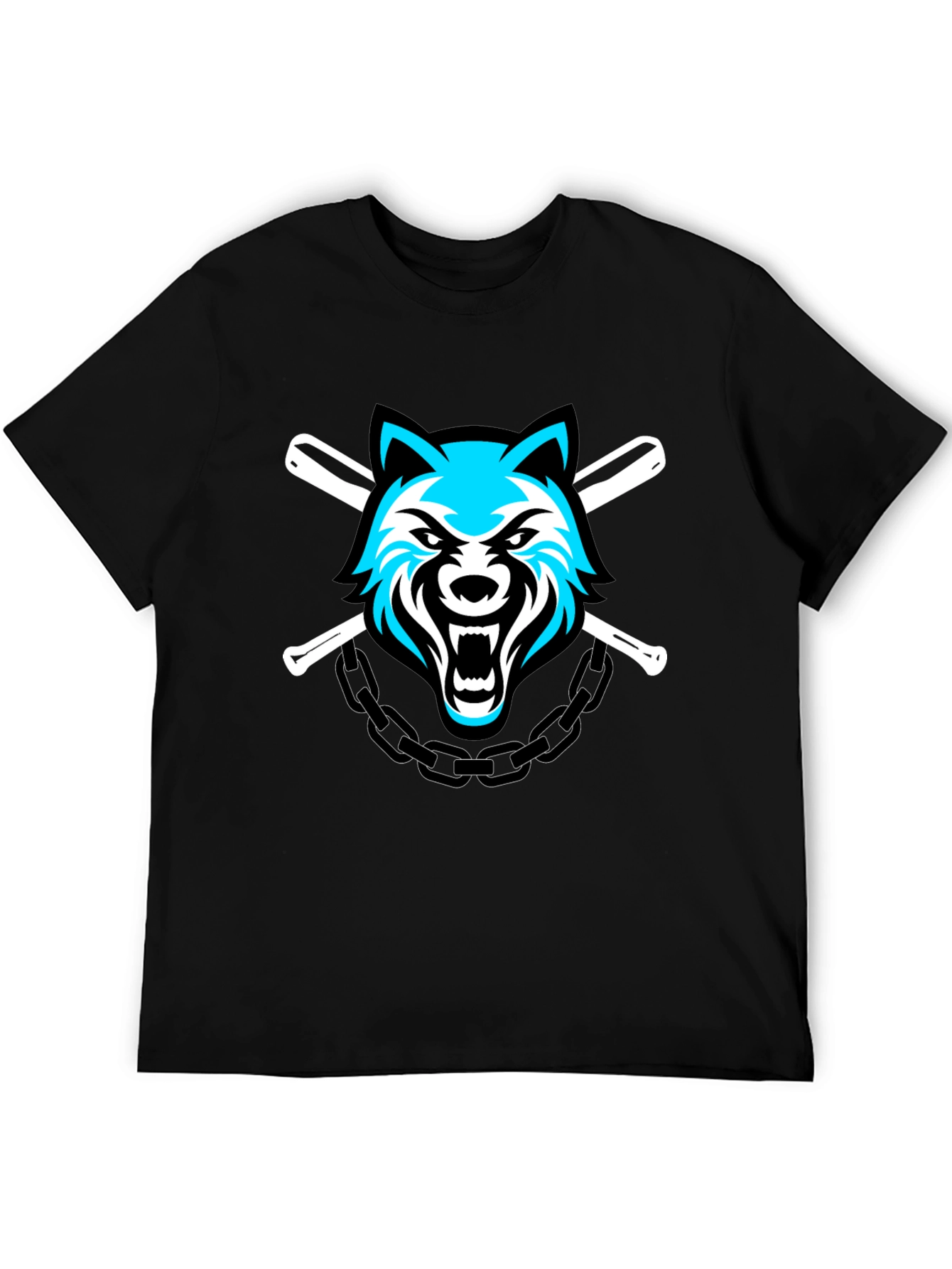 Wolf Baseball Team T-Shirt - Black