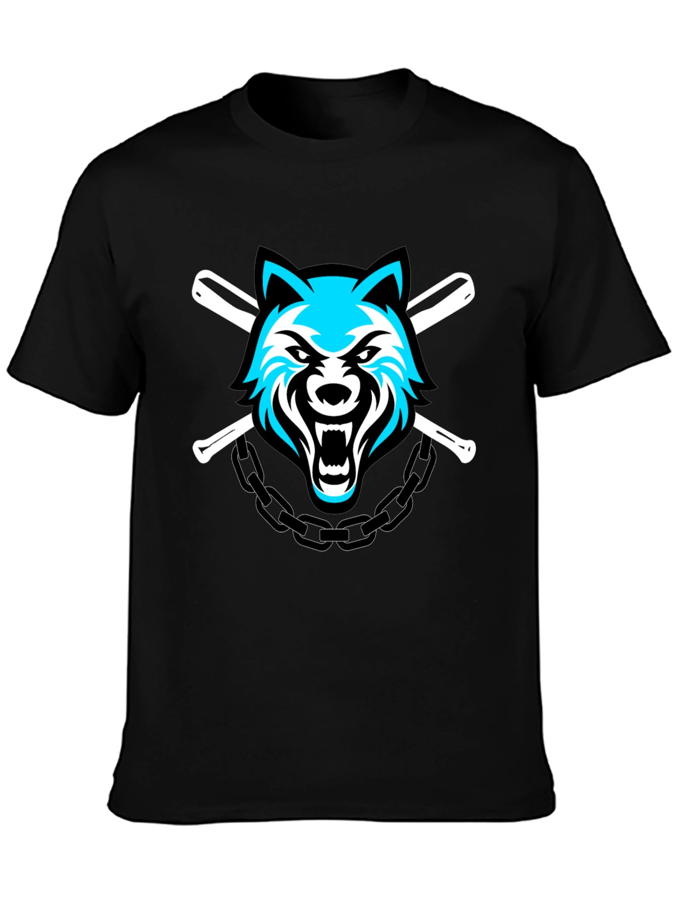 Wolf Baseball Team T-Shirt - Black