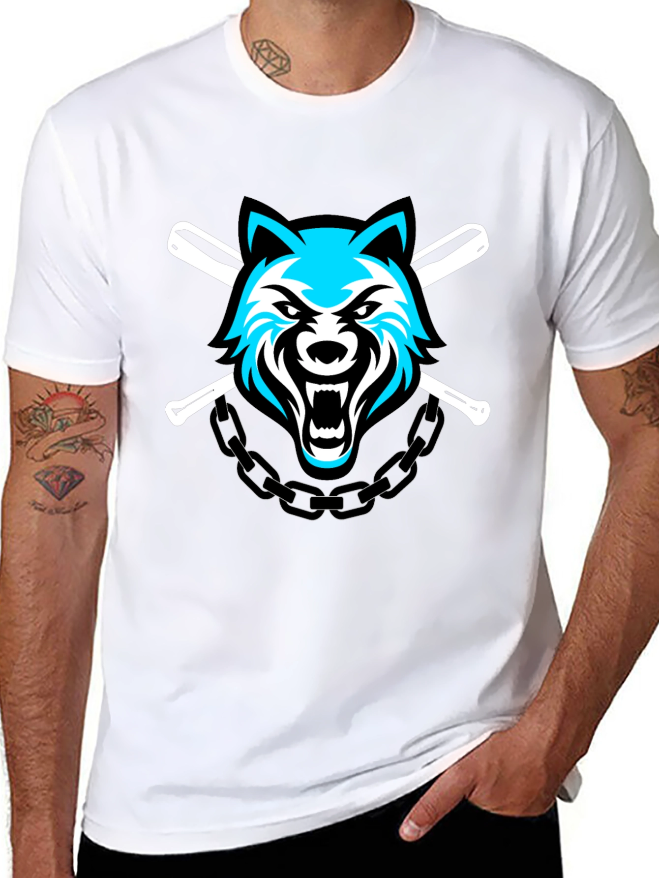Wolf Baseball Team T-Shirt - Black