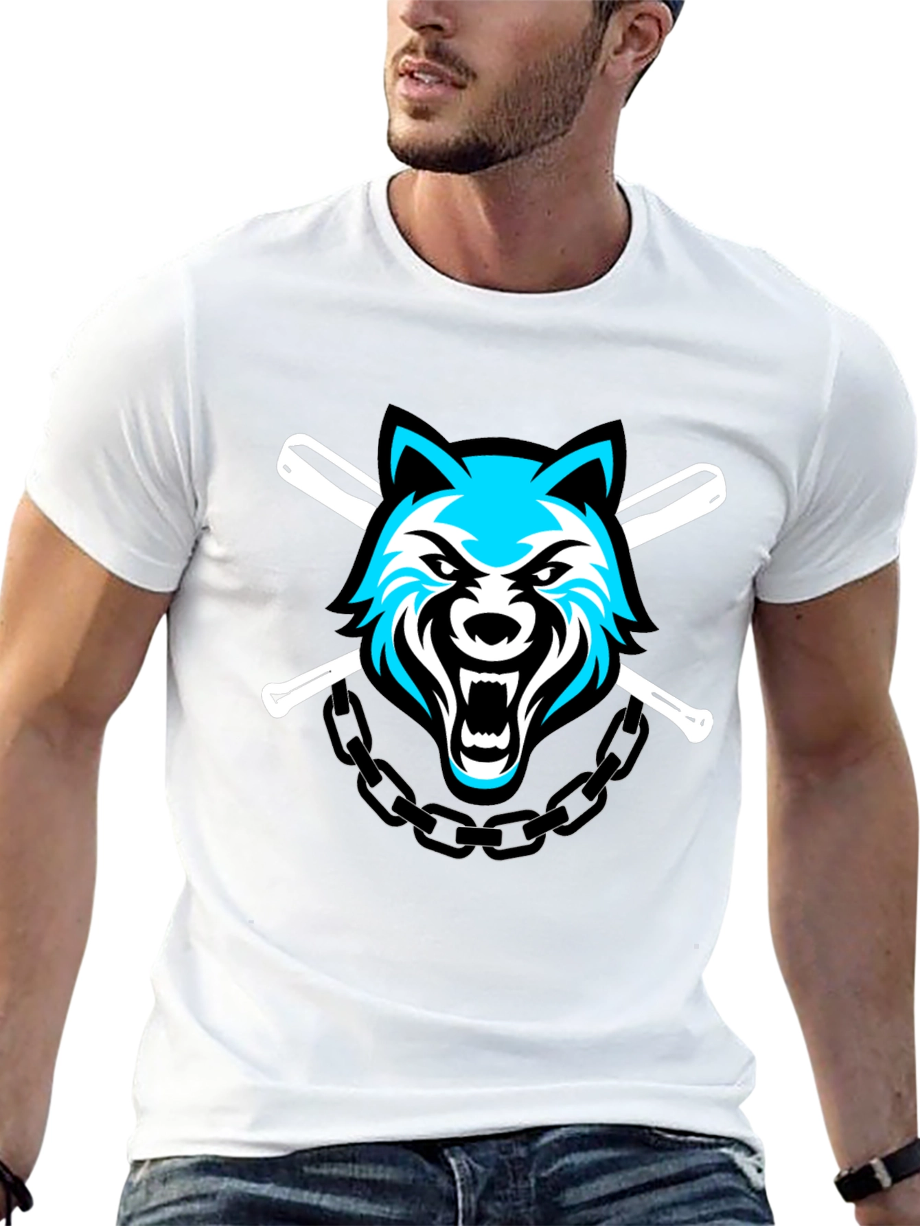 Wolf Baseball Team T-Shirt - Black