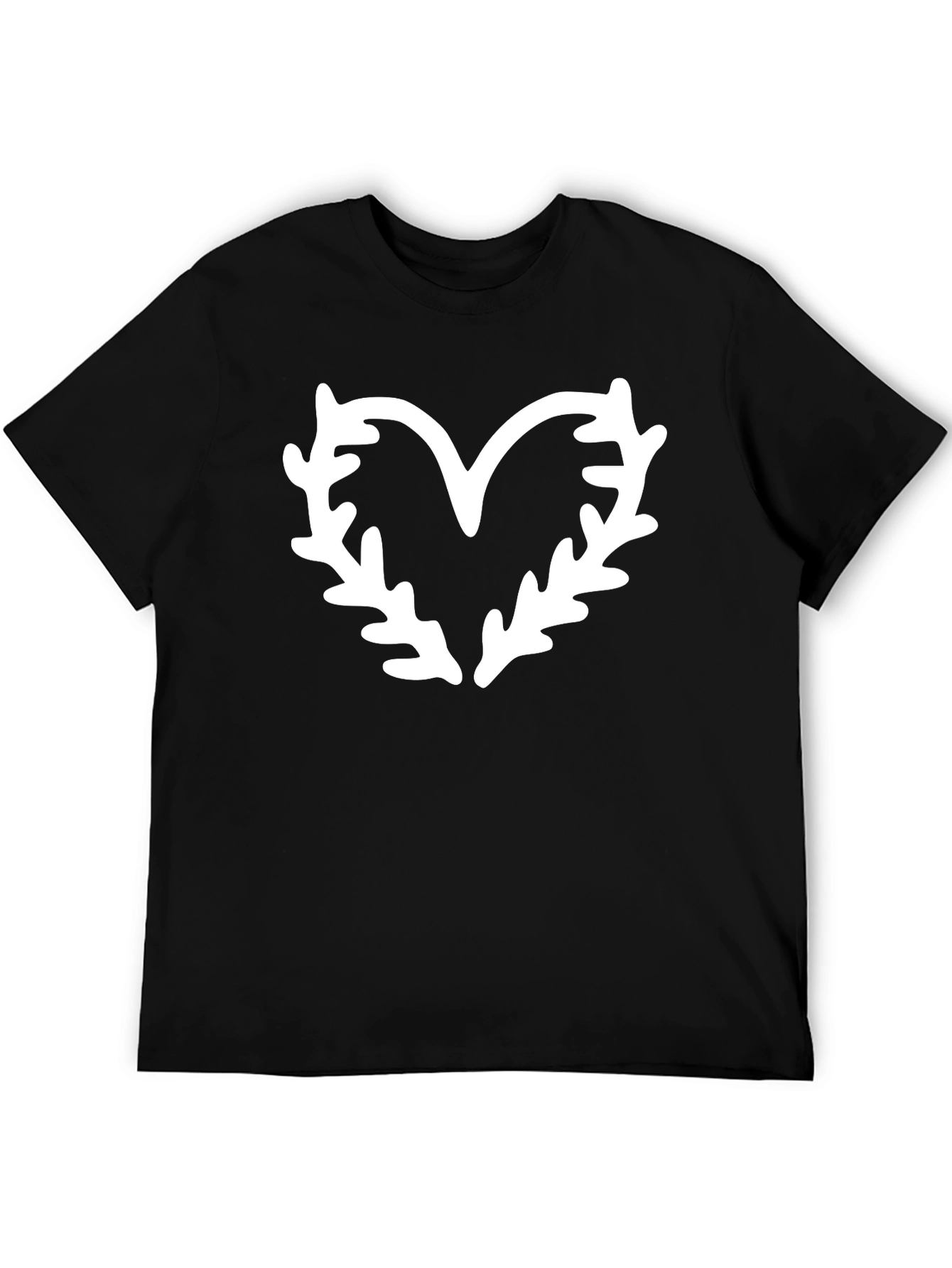 Leaf Heart Graphic Tee - Black