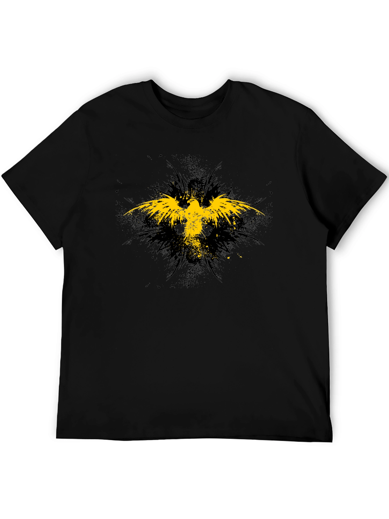 Black T-Shirt with Yellow Eagle Graphic