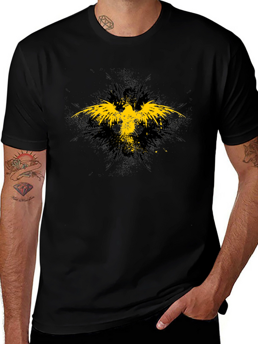 Black T-Shirt with Yellow Eagle Graphic