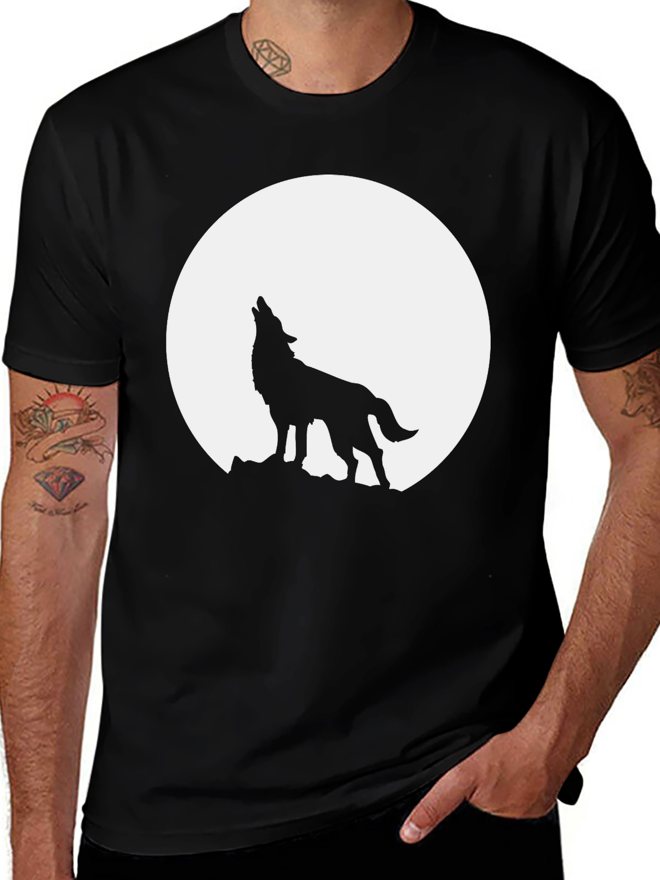 Wolf Howling at Moon Graphic Tee
