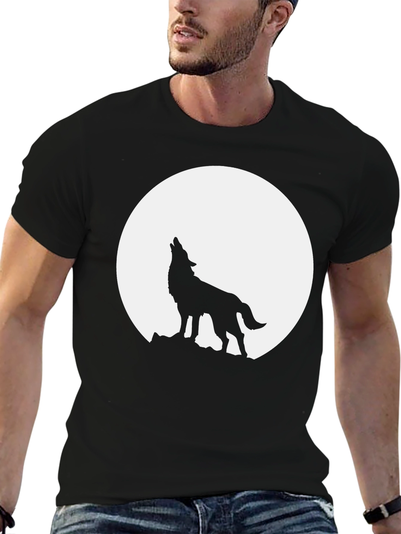 Wolf Howling at Moon Graphic Tee