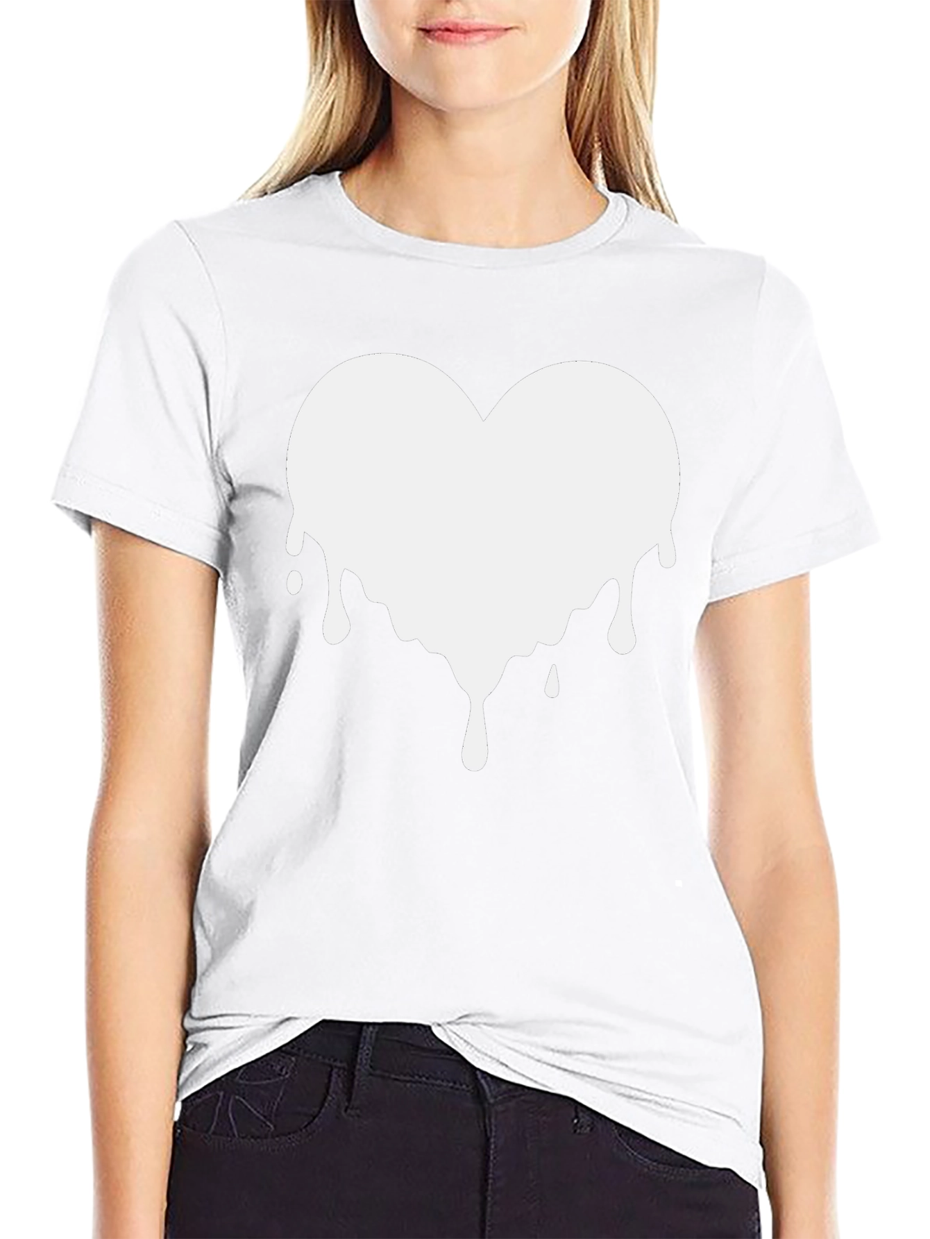 Dripping Heart Graphic Black T-Shirt