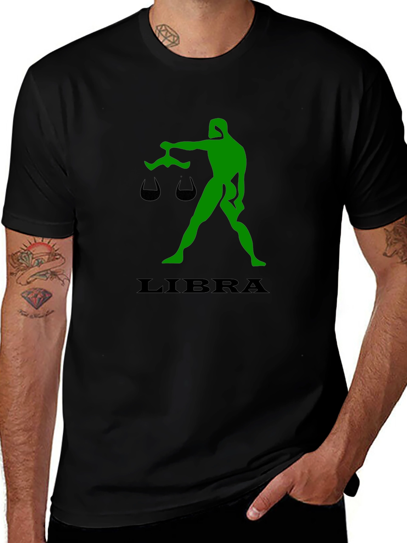 Libra Zodiac Sign Graphic Black T-Shirt