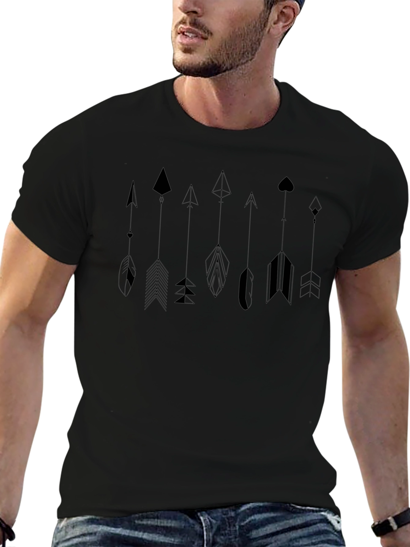 Arrow Graphic Black Tee - Stylish Casual Wear
