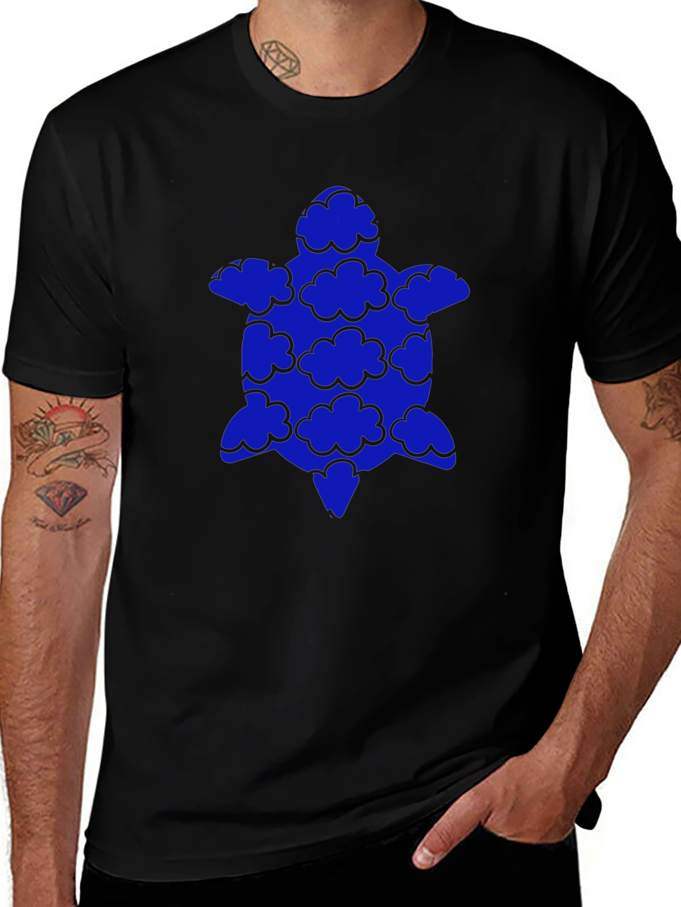 Cloud Turtle Graphic Tee - Soft Black Cotton T-Shirt