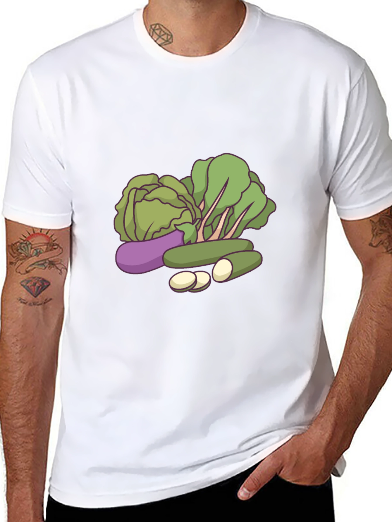 Vegetable Graphic Black T-Shirt