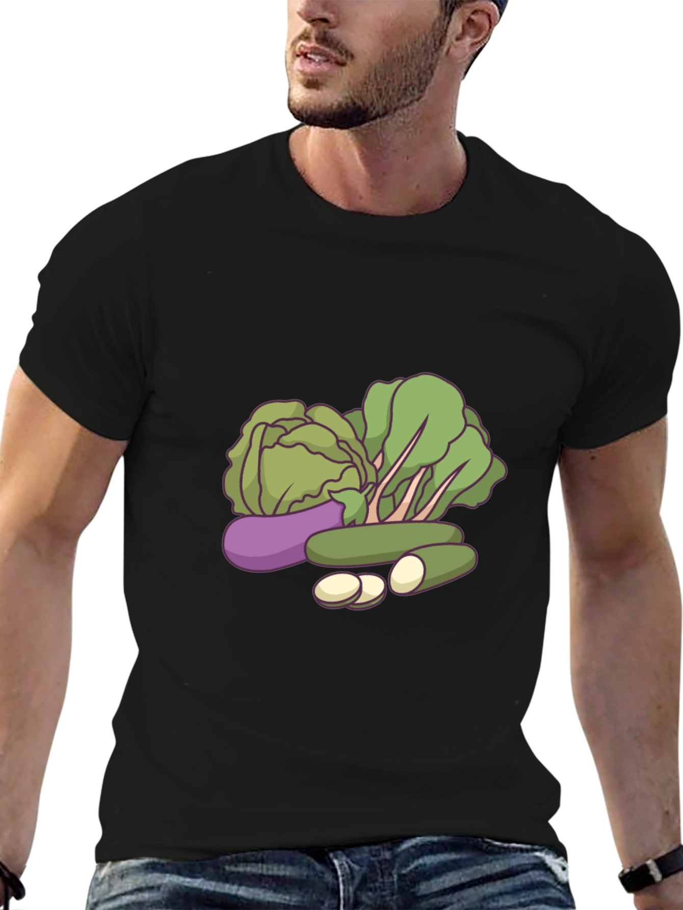 Vegetable Graphic Black T-Shirt