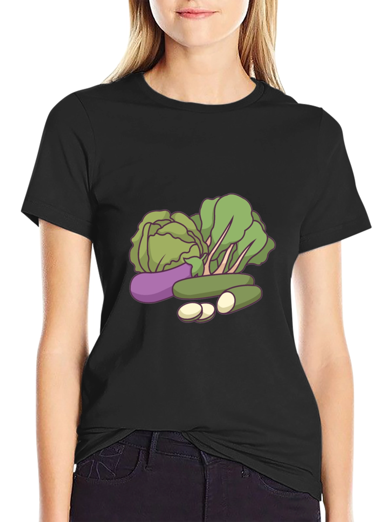 Vegetable Graphic Black T-Shirt