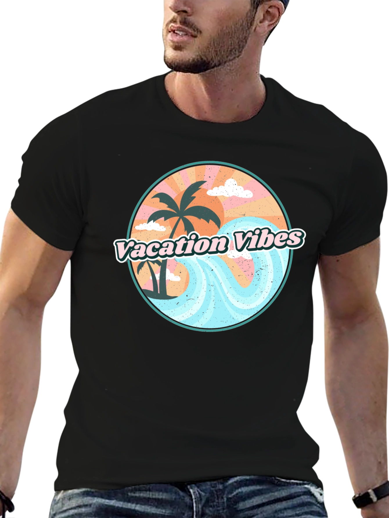 Vacation Vibes Graphic Tee - Mens Black T-Shirt