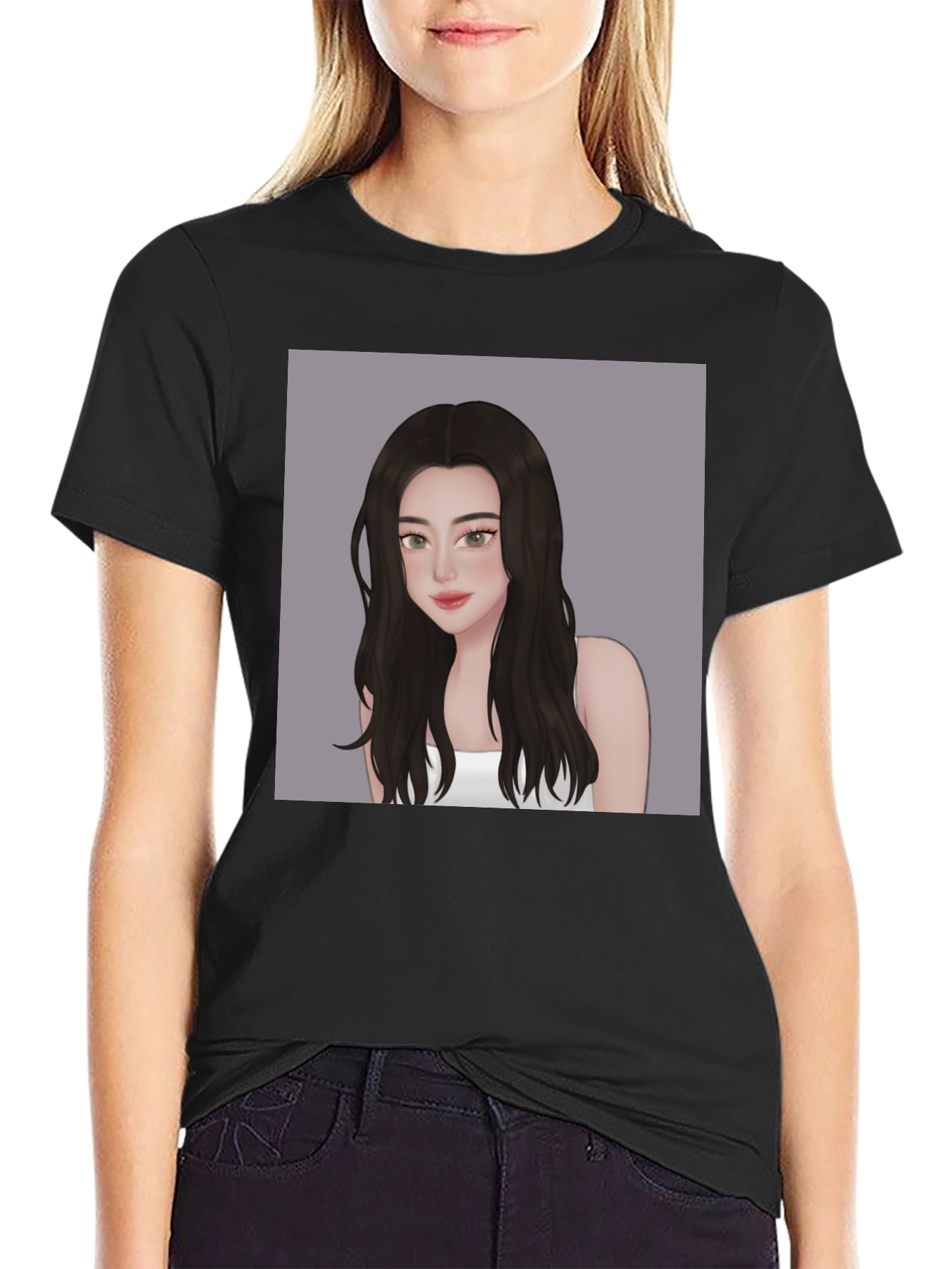 Stylish Black T-Shirt with Anime Girl Graphic