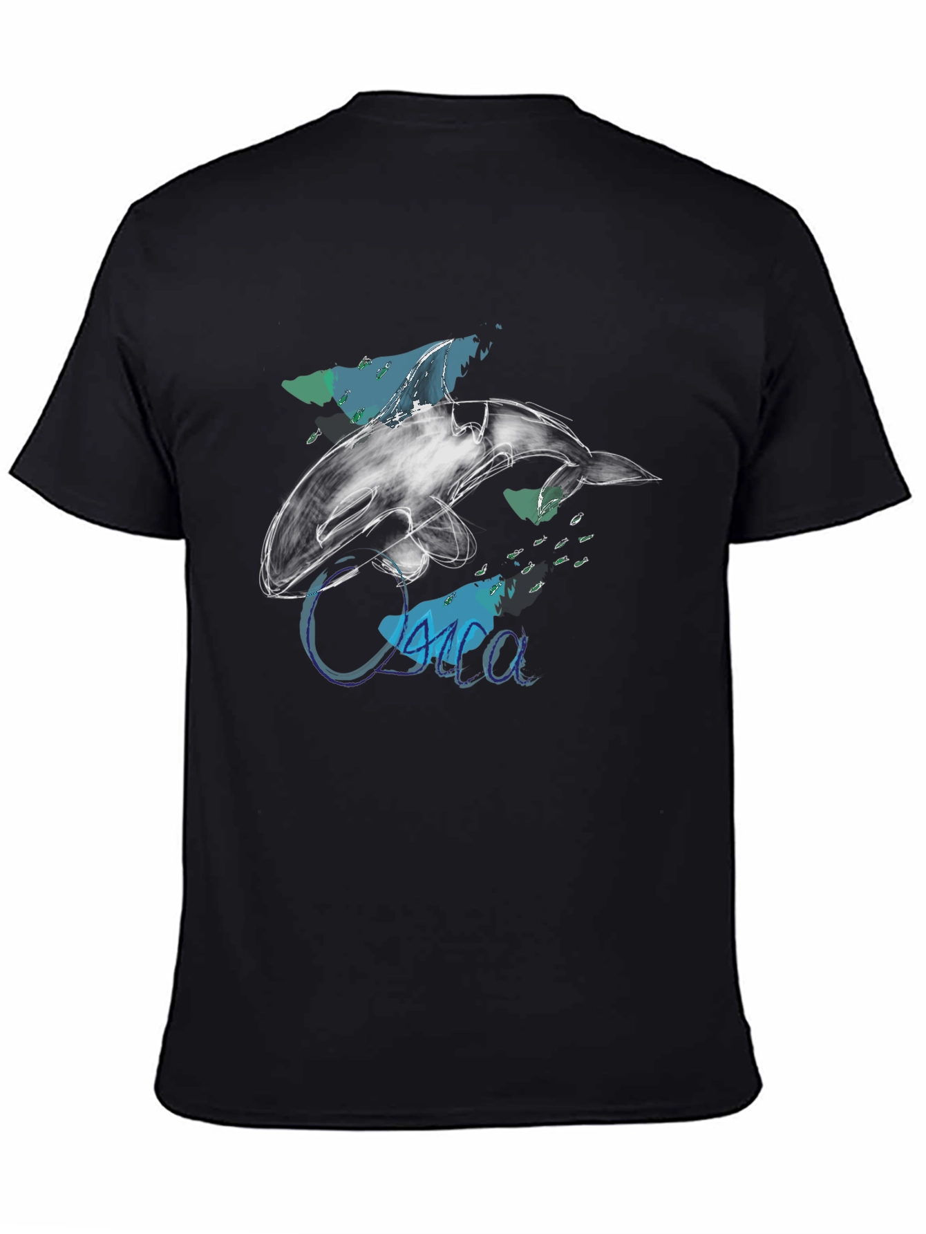 Orca Sketch Graphic Tee - Black Cotton T-Shirt