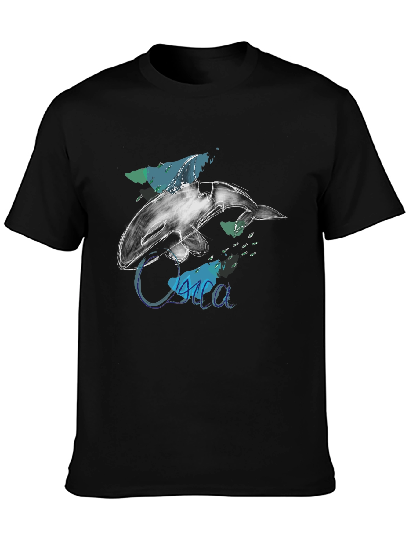 Orca Sketch Graphic Tee - Black Cotton T-Shirt