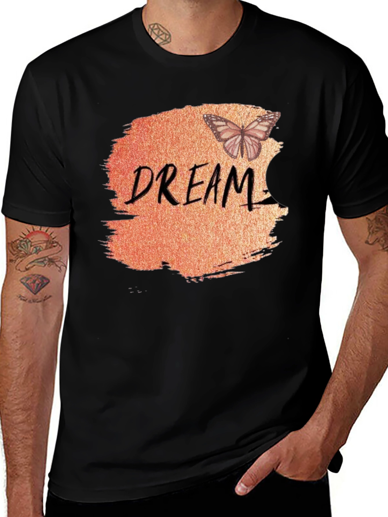 Dream Butterfly Graphic Tee - Trendy Black T-Shirt
