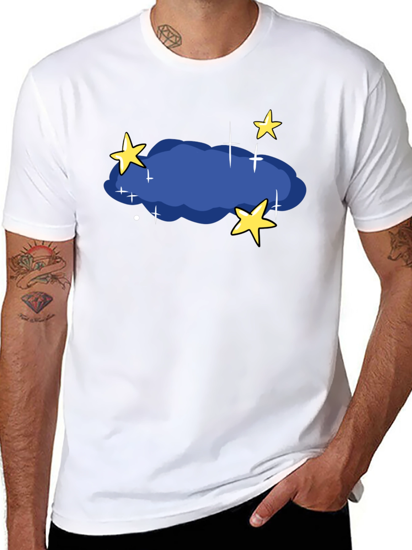 Night Sky T-Shirt - Stars and Cloud Graphic Tee
