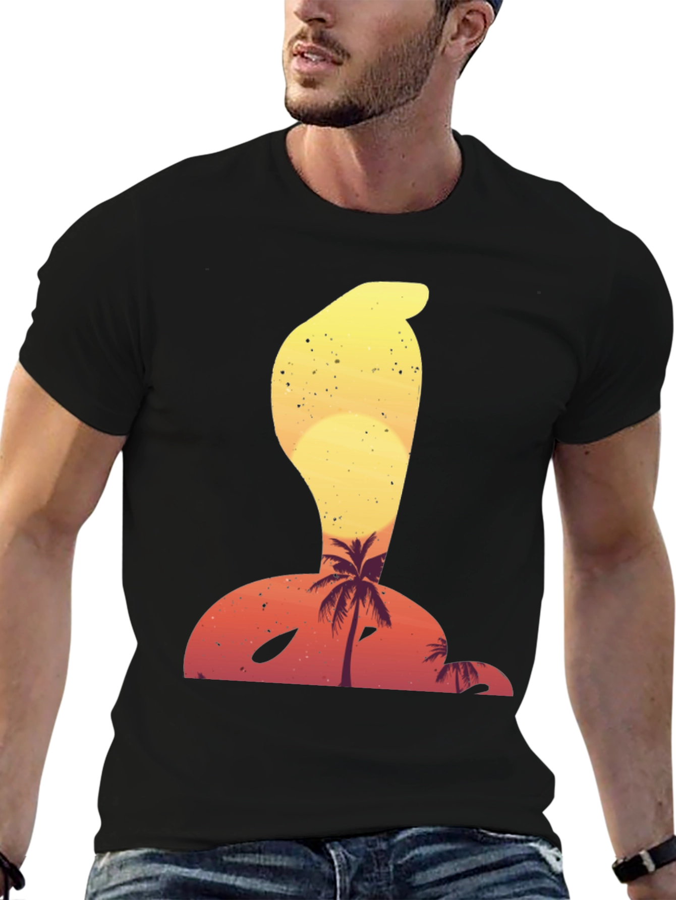 Cobra Sunset Graphic T-Shirt - Mens Black Tee