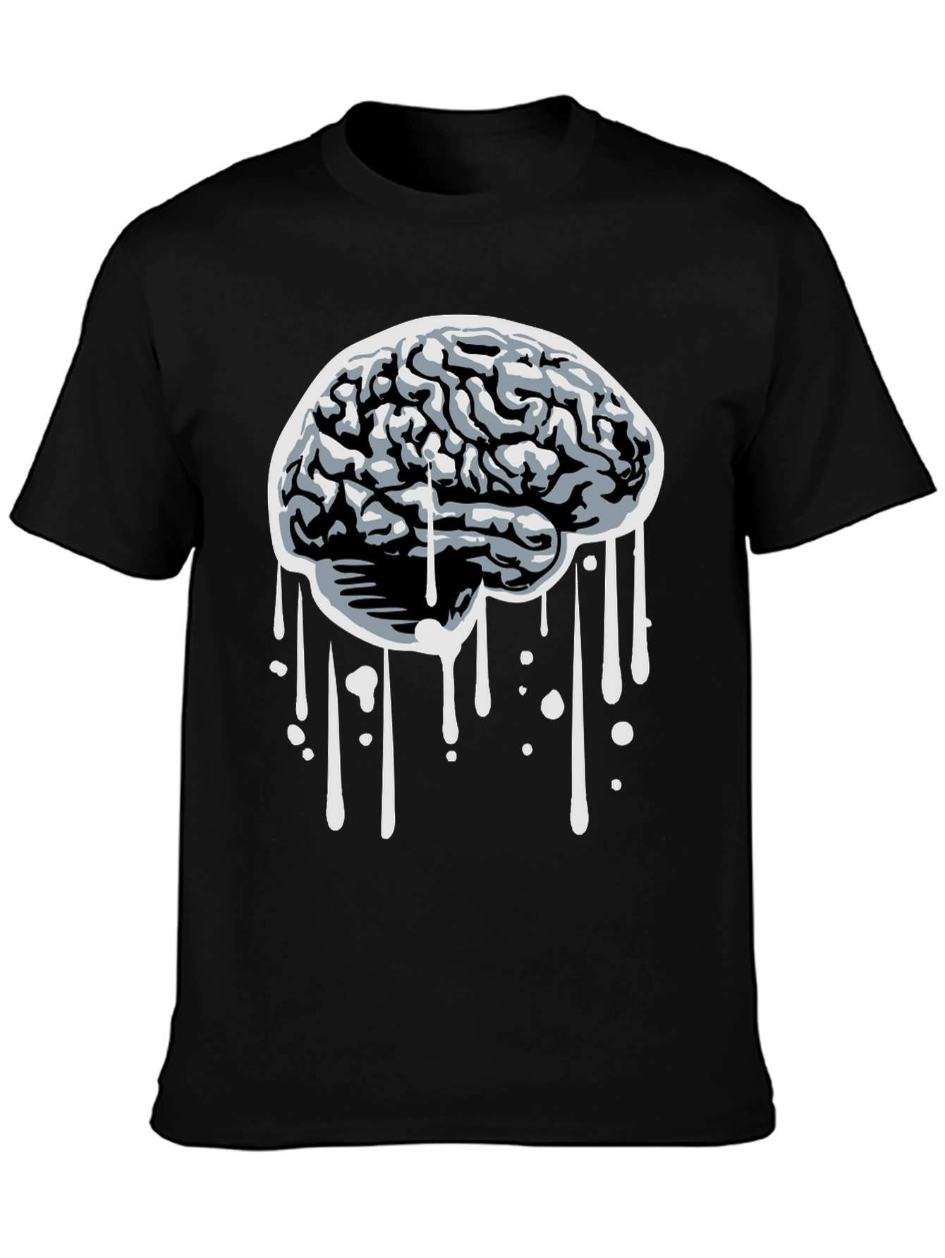 Brain Drip Graphic Tee - Black Cotton T-Shirt