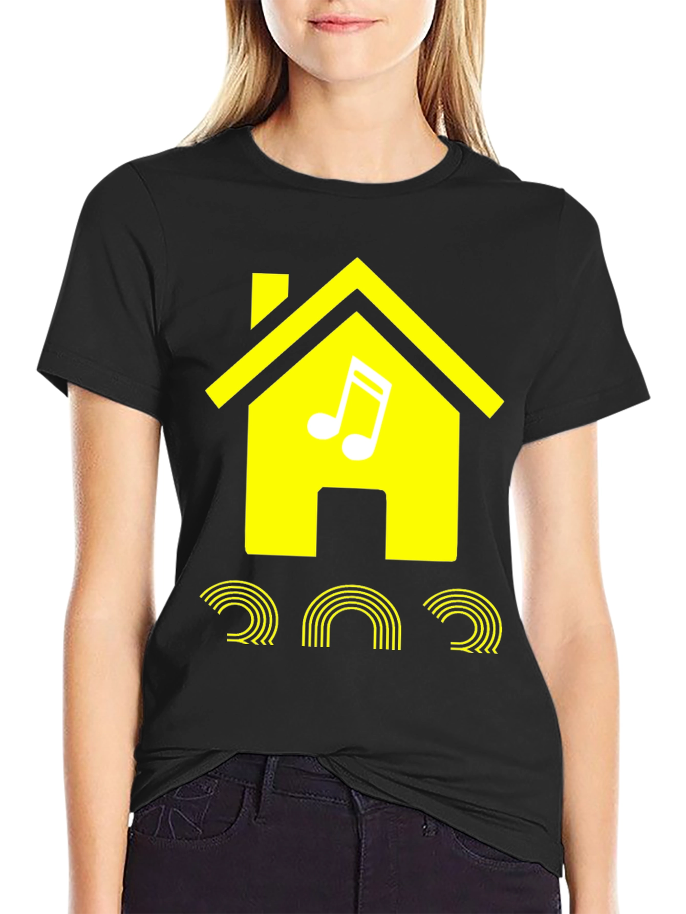 House Music Graphic Tee - Stylish Black Cotton T-Shirt