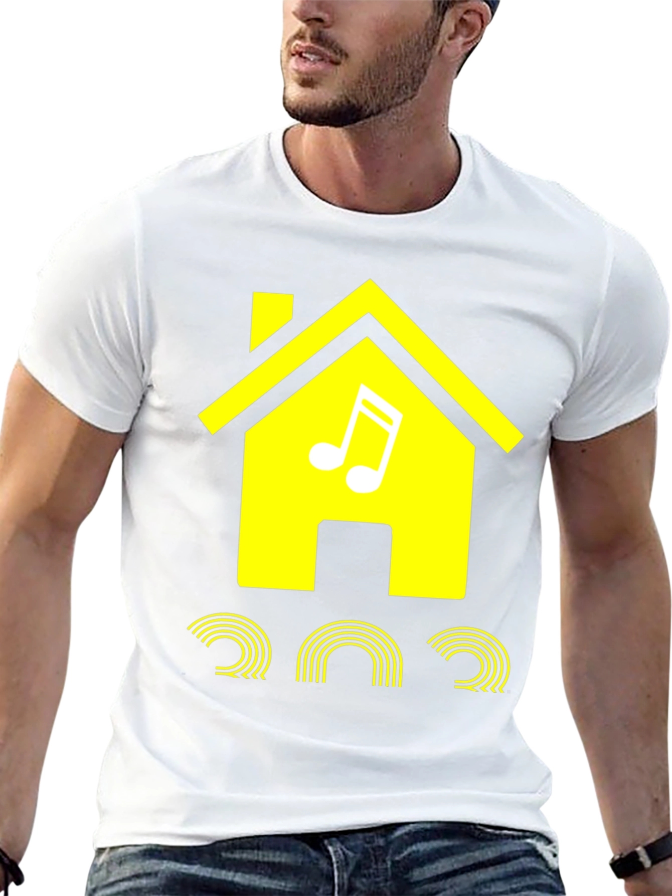 House Music Graphic Tee - Stylish Black Cotton T-Shirt