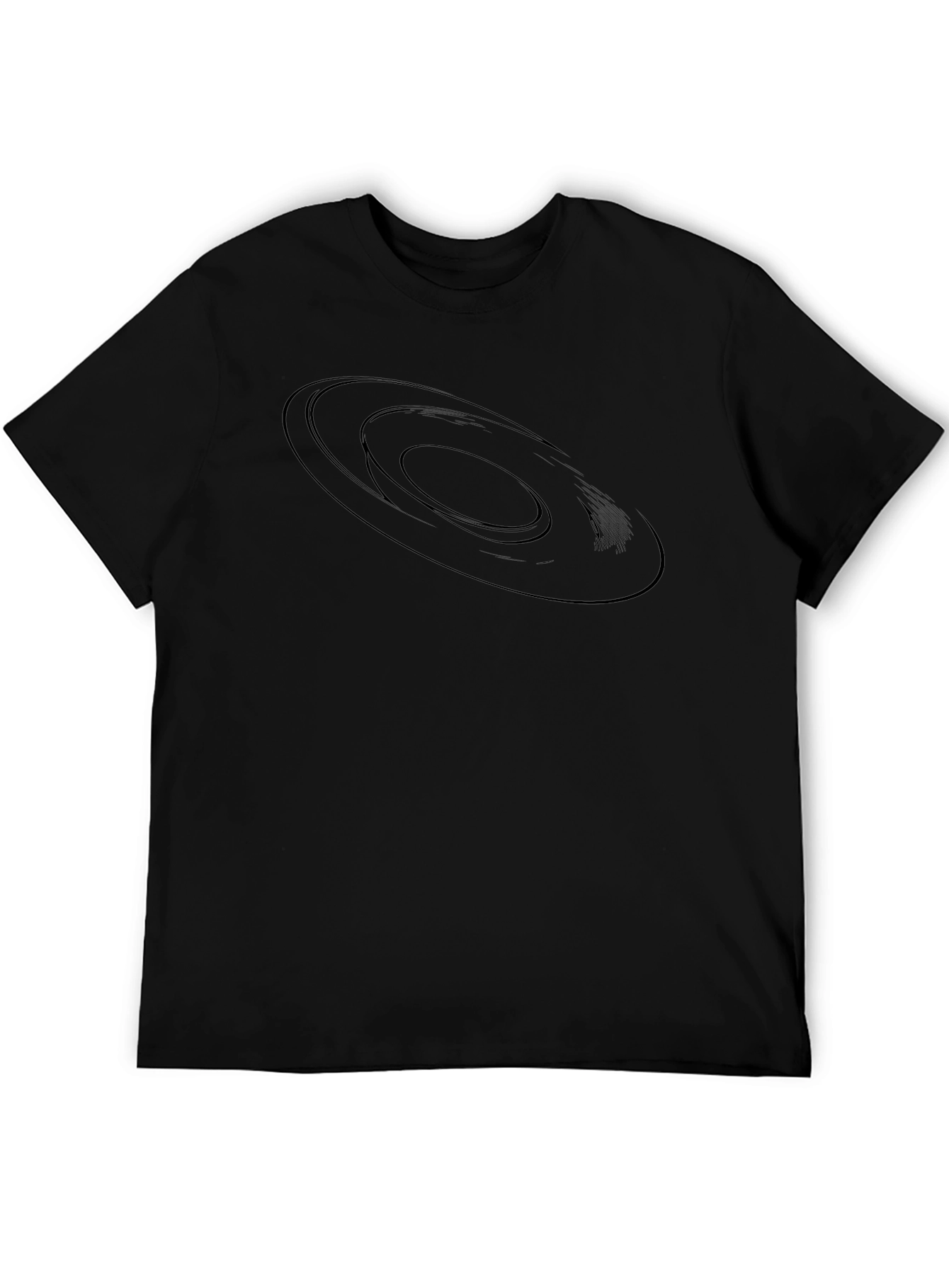 Mens Black Graphic Tee - Abstract Circle Design