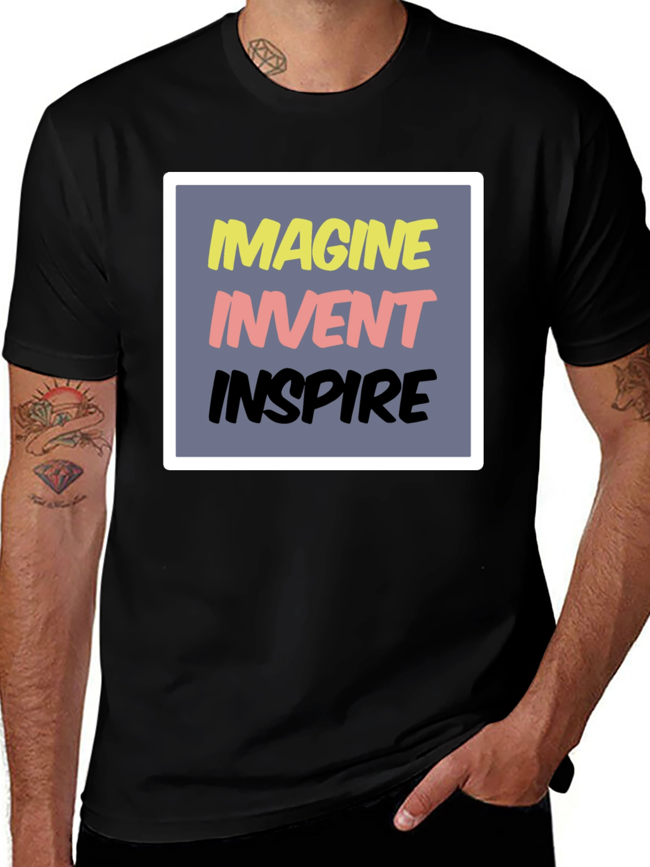 Imagine Invent Inspire Graphic T-Shirt - Black