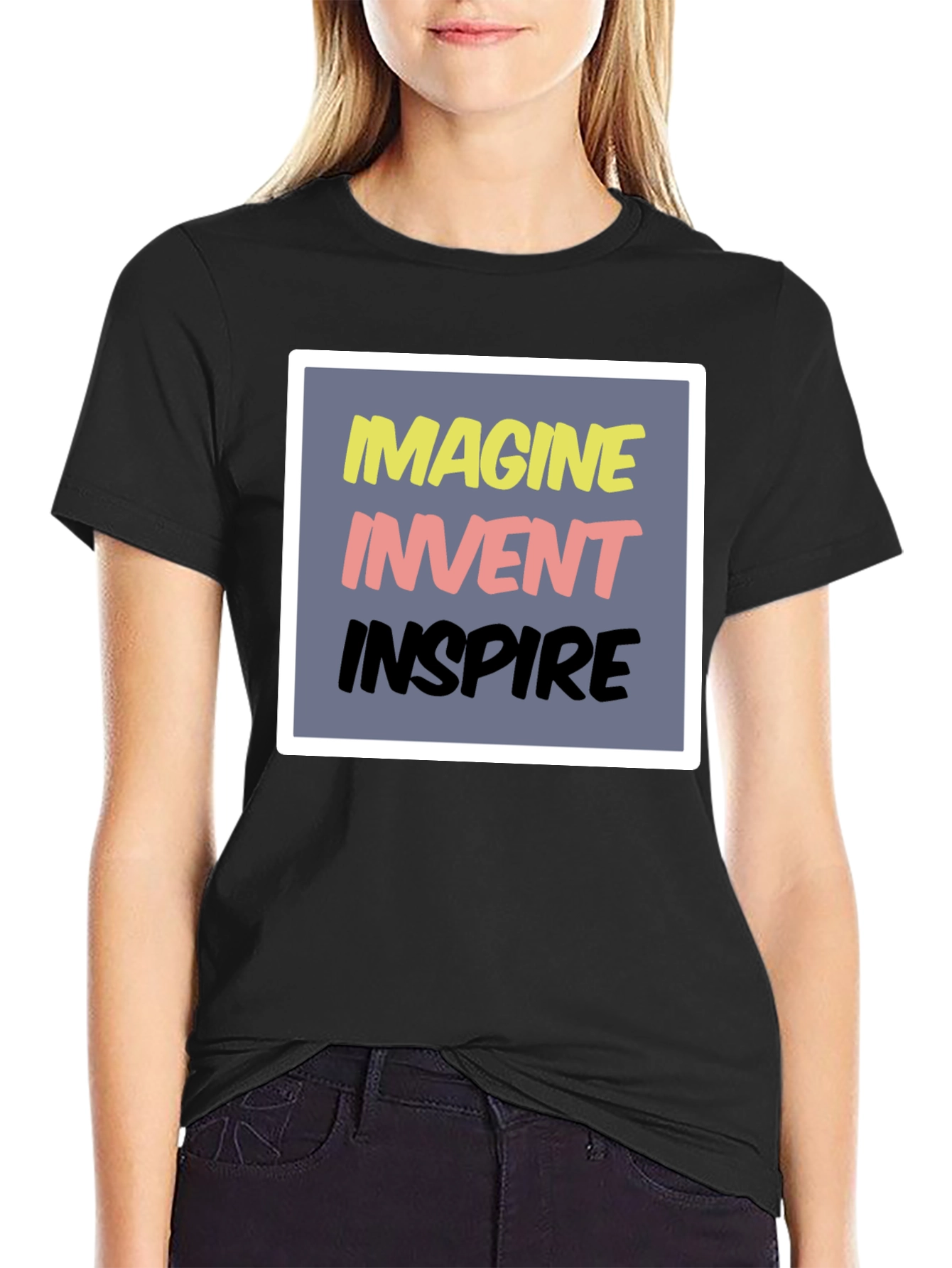 Imagine Invent Inspire Graphic T-Shirt - Black