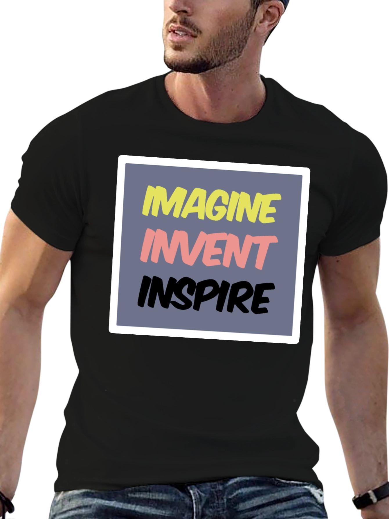 Imagine Invent Inspire Graphic T-Shirt - Black
