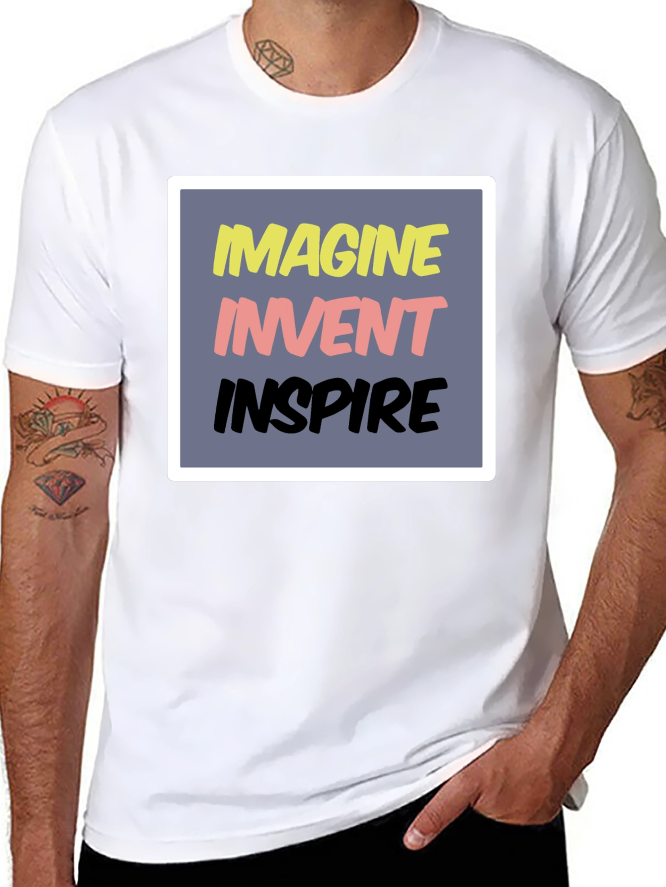 Imagine Invent Inspire Graphic T-Shirt - Black