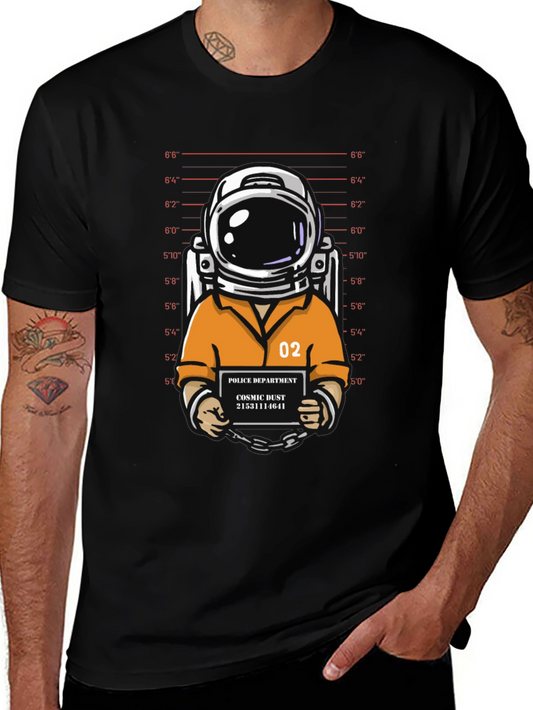 Astronaut Mugshot Graphic T-Shirt - Cosmic Dust Design