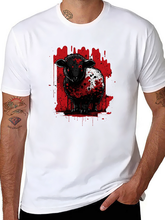 Black Sheep Graphic Tee - Edgy Red Splatter Design