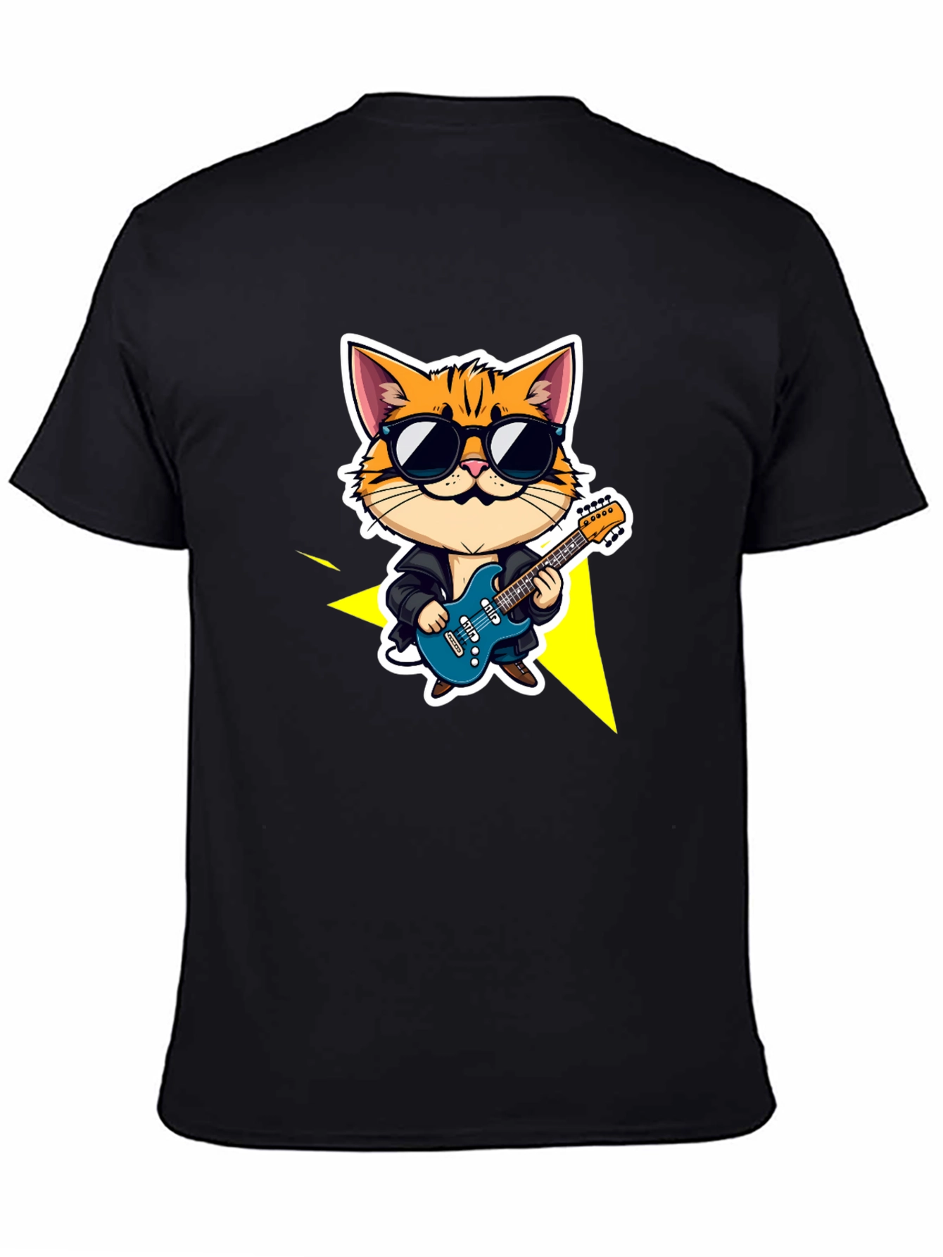 Cool Cat Guitarist Black T-Shirt