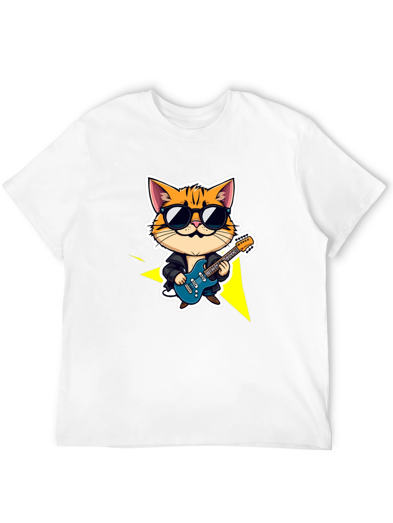 Cool Cat Guitarist Black T-Shirt