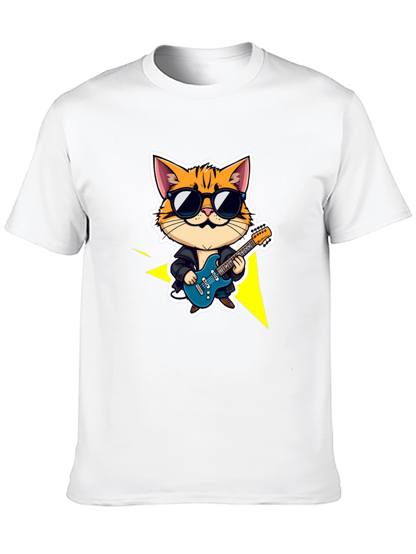 Cool Cat Guitarist Black T-Shirt