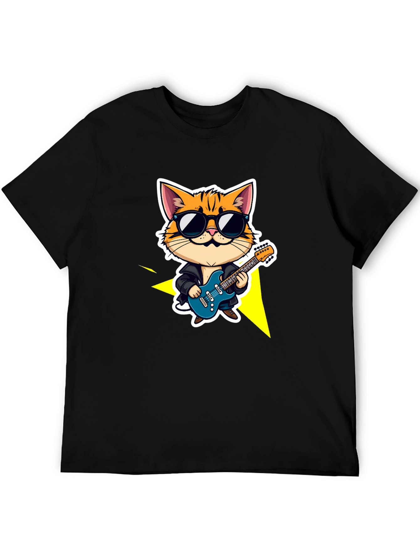 Cool Cat Guitarist Black T-Shirt