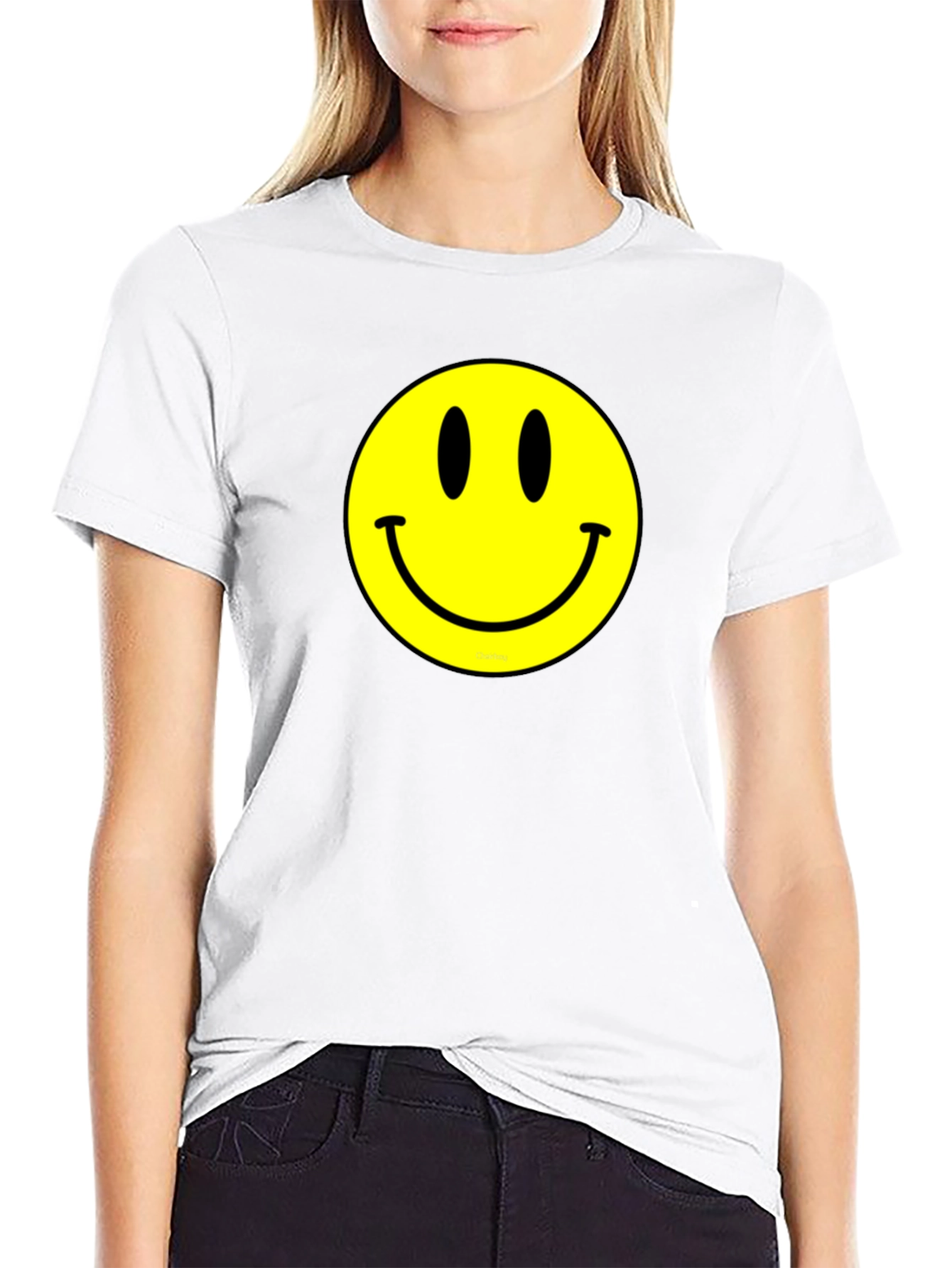 Classic Smiley Face Graphic Tee - Black