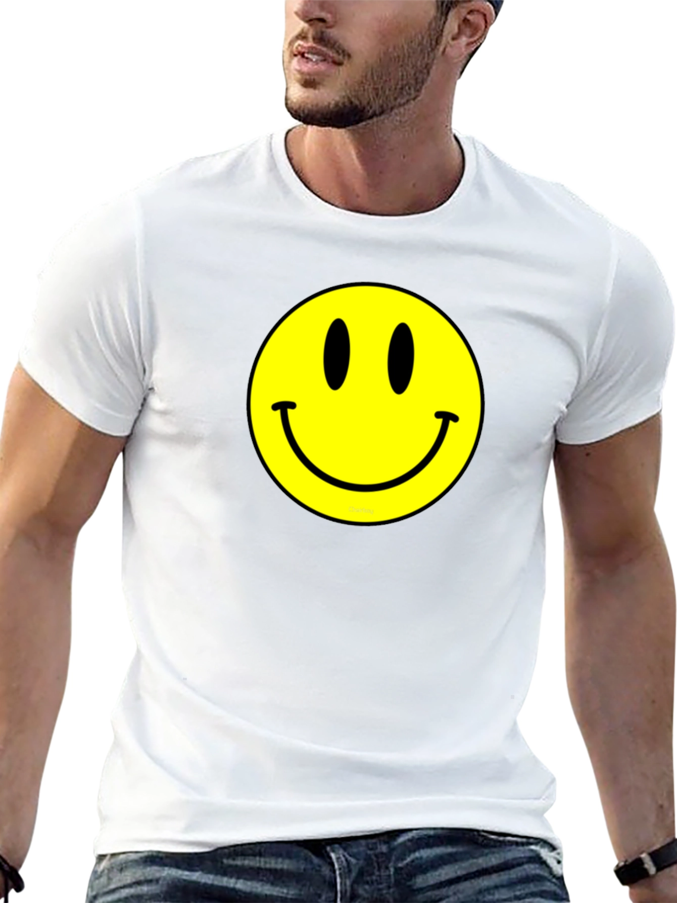 Classic Smiley Face Graphic Tee - Black