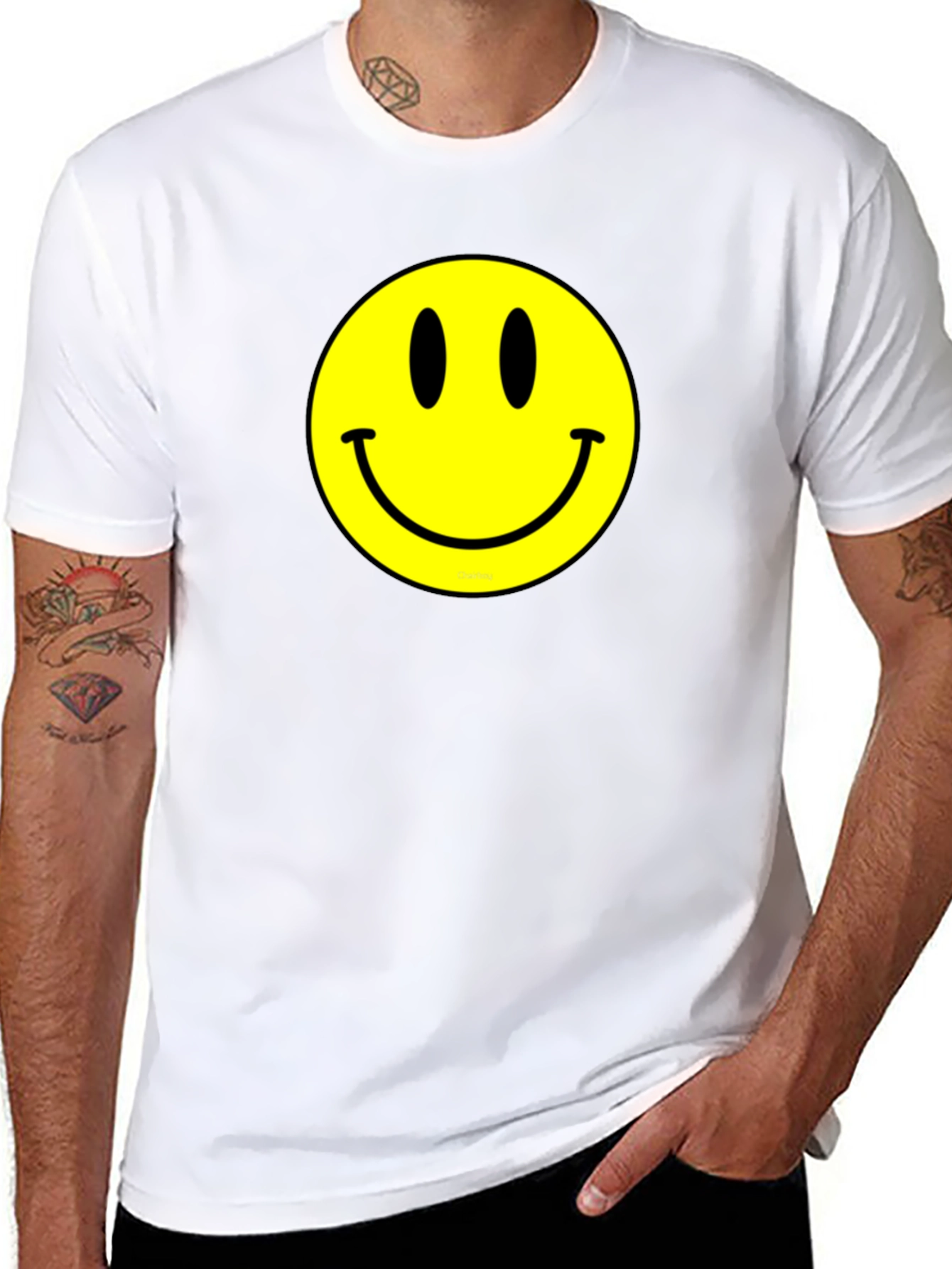 Classic Smiley Face Graphic Tee - Black