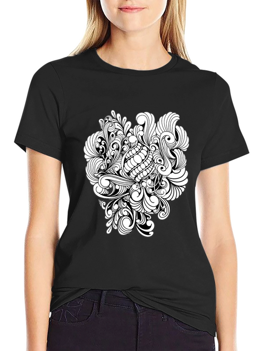 Black T-Shirt with Abstract White Design