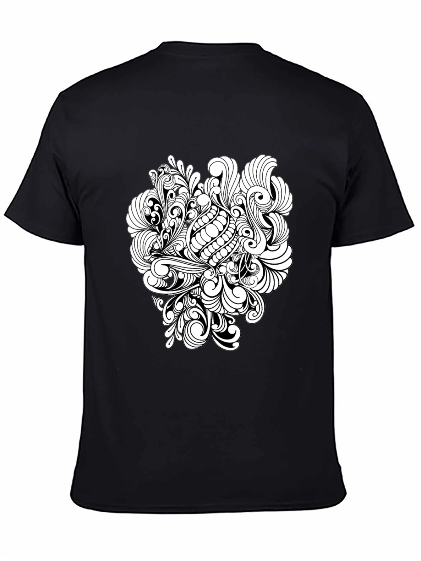 Black T-Shirt with Abstract White Design
