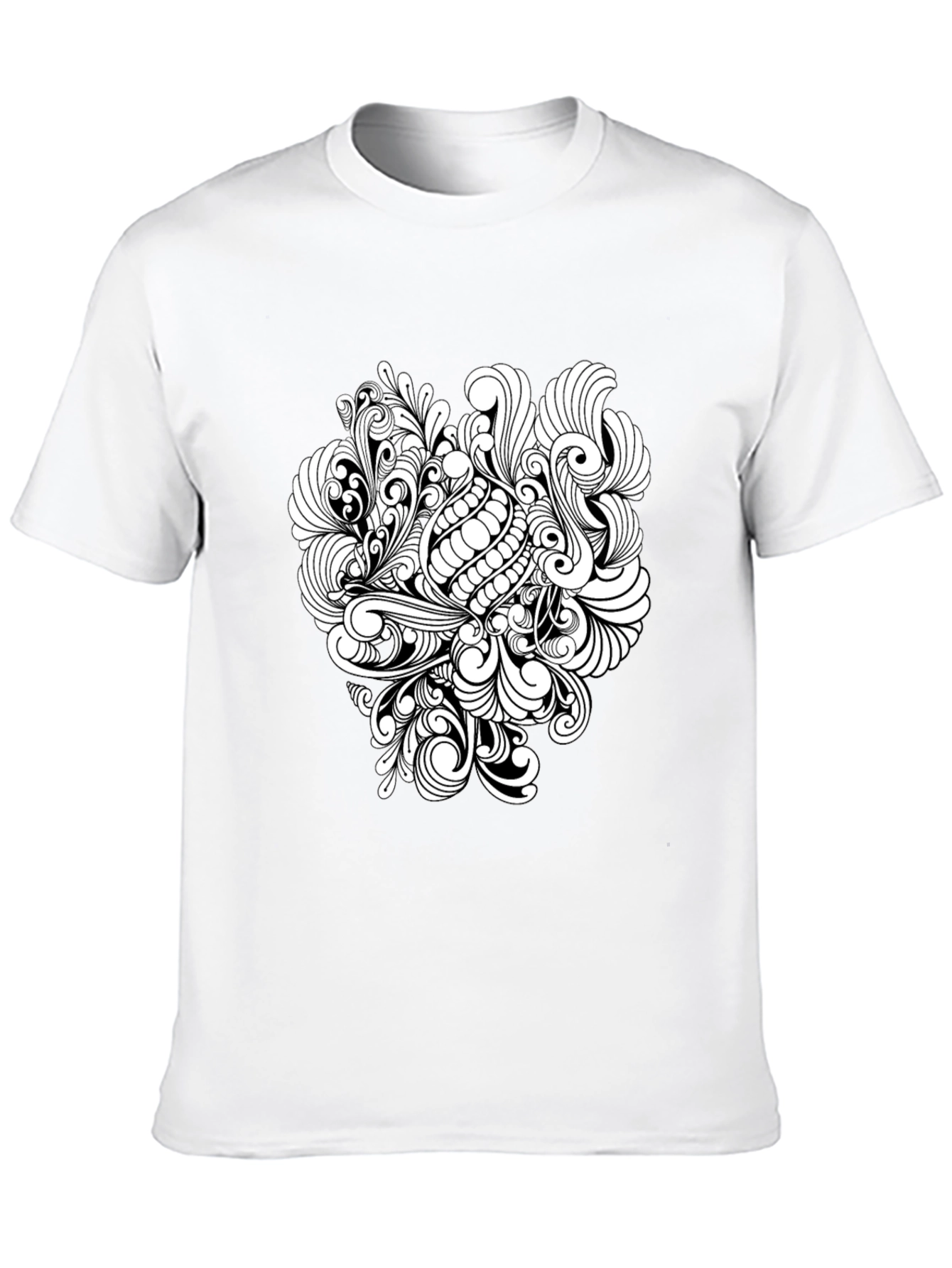 Black T-Shirt with Abstract White Design