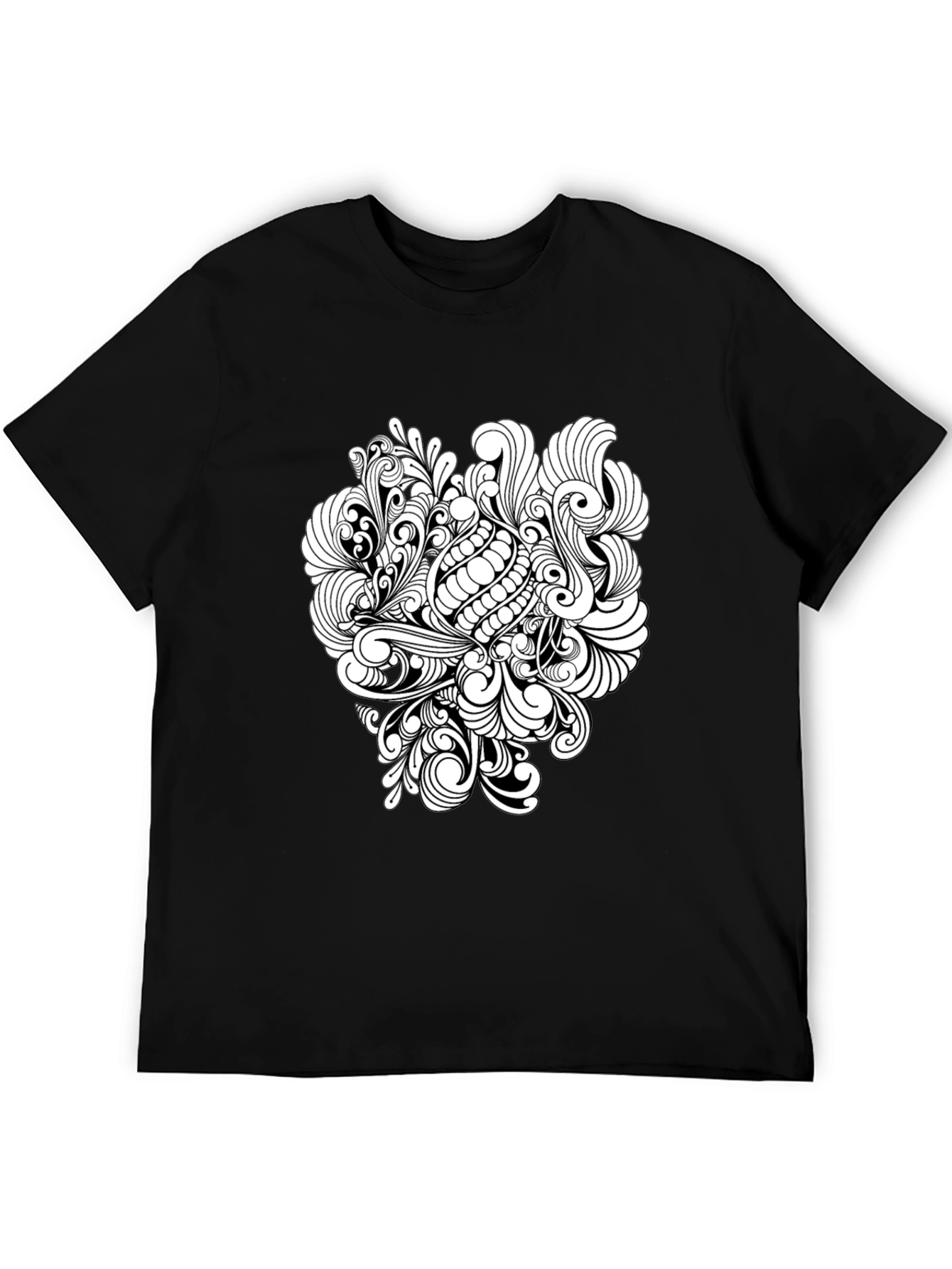 Black T-Shirt with Abstract White Design