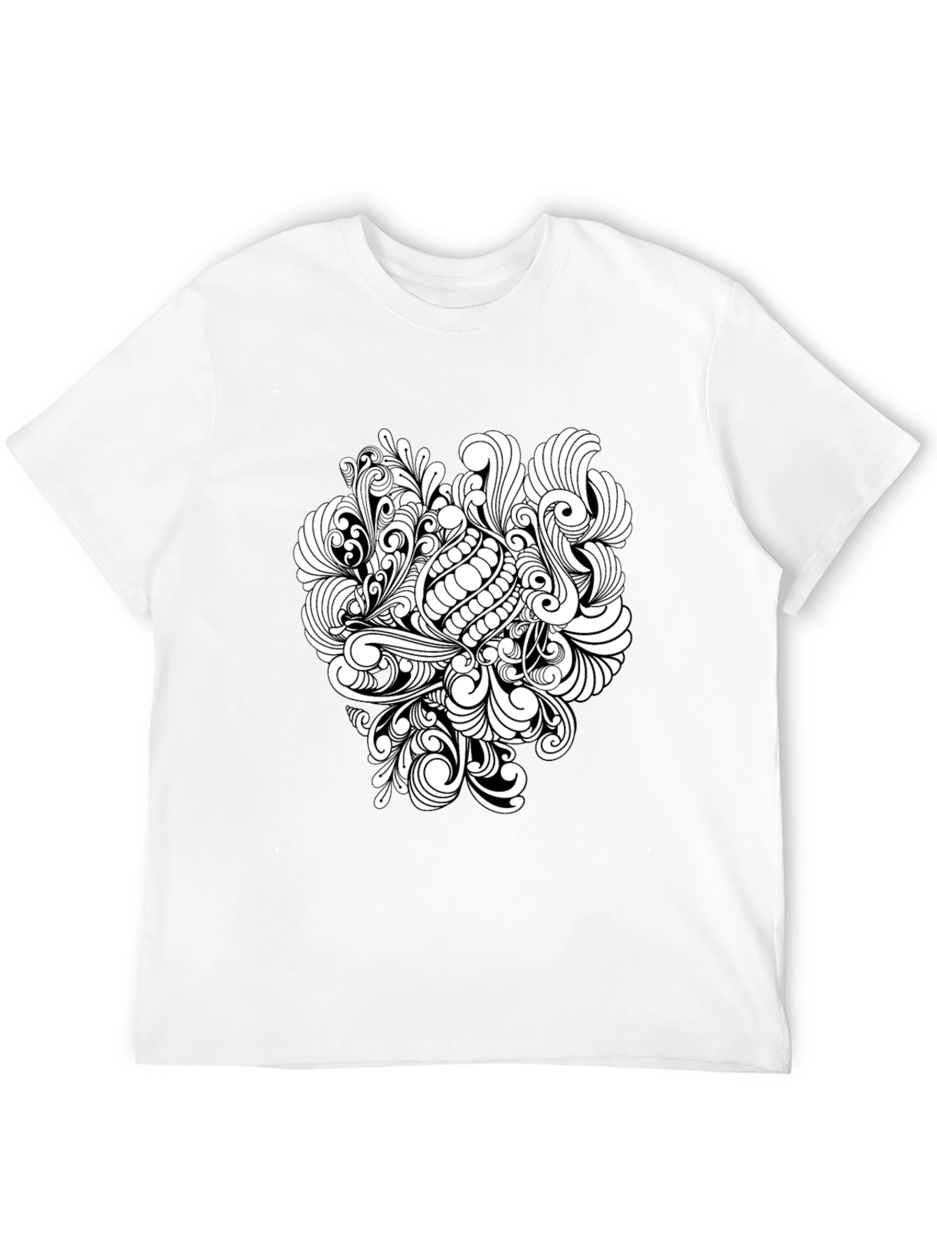 Black T-Shirt with Abstract White Design