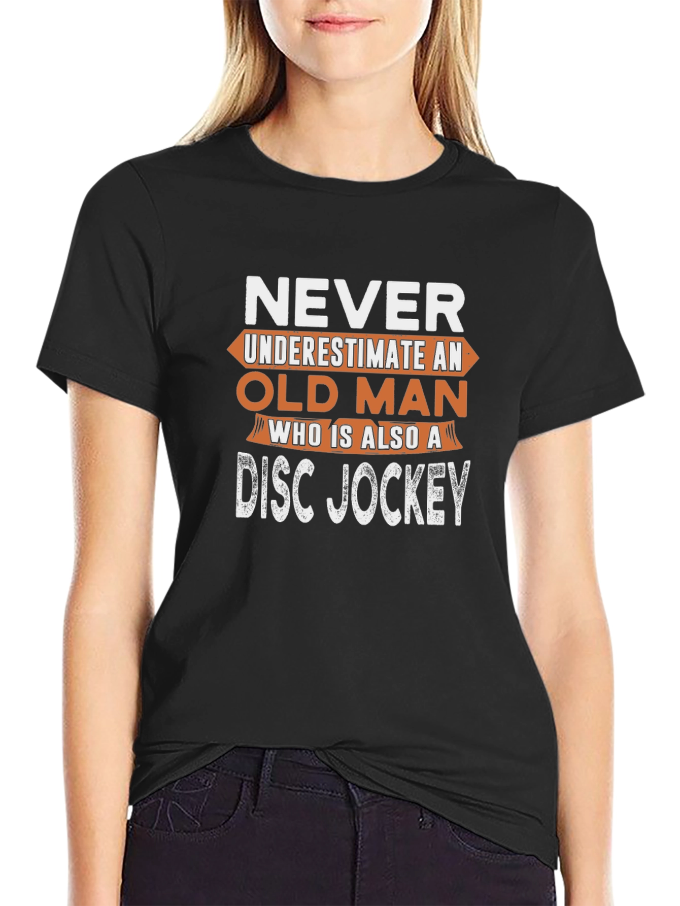 Old Man Disc Jockey Black Graphic Tee