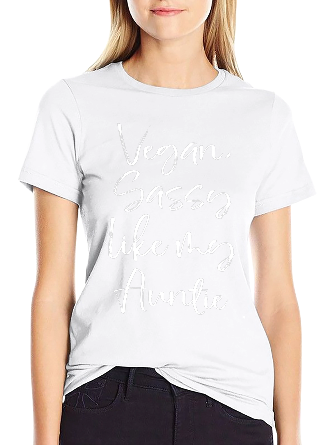 Vegan Sassy Auntie Graphic Tee - Black Cotton T-Shirt